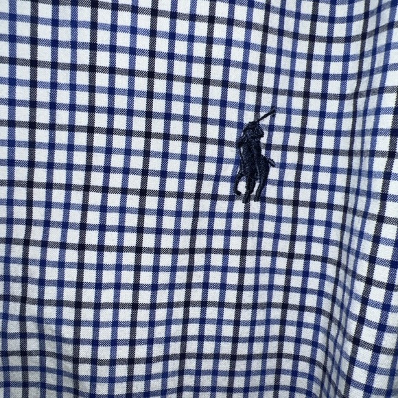 Ralph Lauren Classic Fit Men's Button Down Shirt Size XXL Blue Gingham Logo E11 - Picture 6 of 16